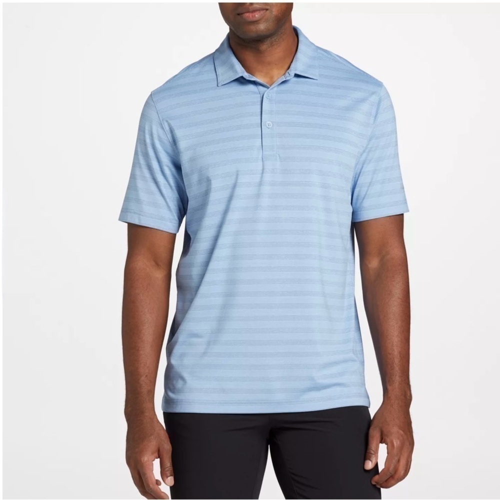 Walter Hagen Performance 11 Major Fine Line Textured Stripe Polo Daylight Blue